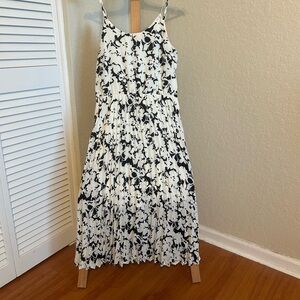 DKNY Black and White Floral Maxi Dress